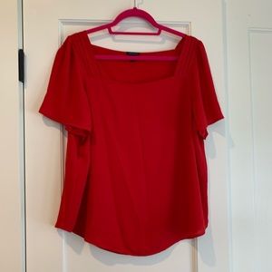 Square neck flutter sleeve Ann Taylor blouse